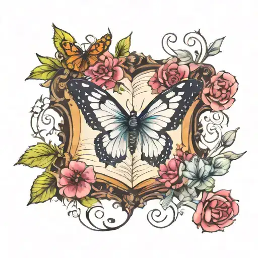 Butterfly And Floral Frame Book In Hands