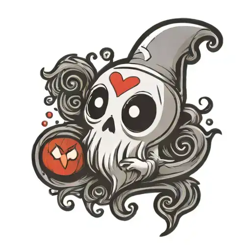 Cute Spooky Ghost With Heart Eyes