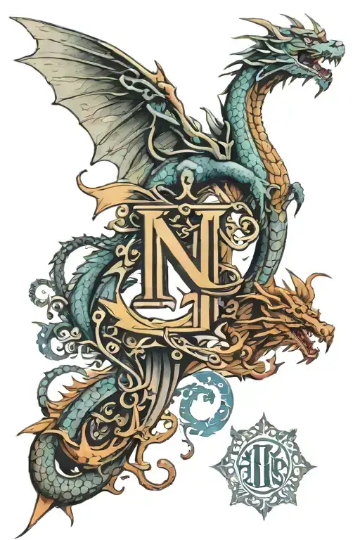 Roman Letters And Dragons Flying