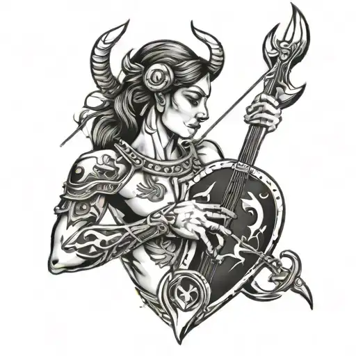 Tattoo Of Sagittarius With Broken Heart On Hand