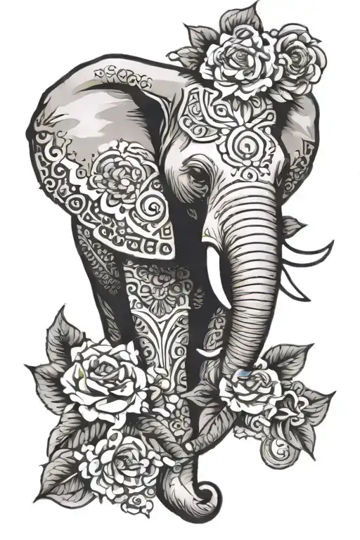 Elephant Head With Mandela Design With Elements Inspired