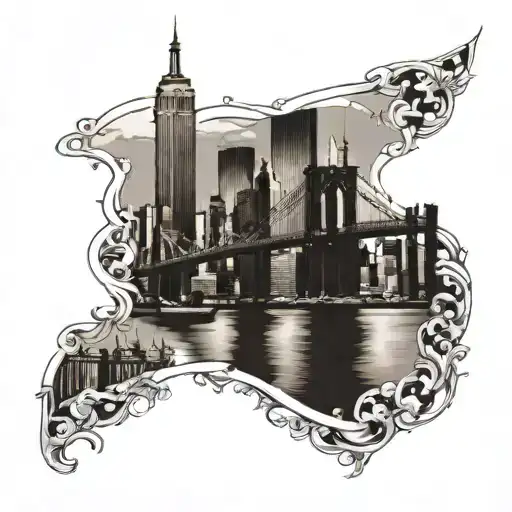 Verazanno Bridge Over Looking New York City Skyline