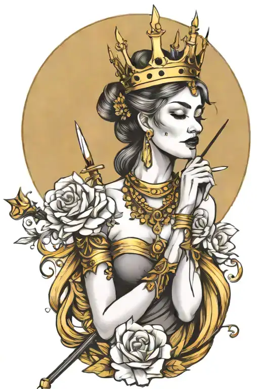 Goddes Golden Crown Holding A Staff