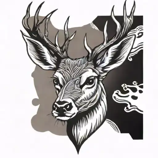 Simple Deer Head With Antlers