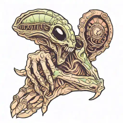 Alien Holding Three Fingers Up