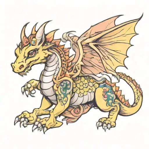 Dragon Holding Baby Unicorn Full Body