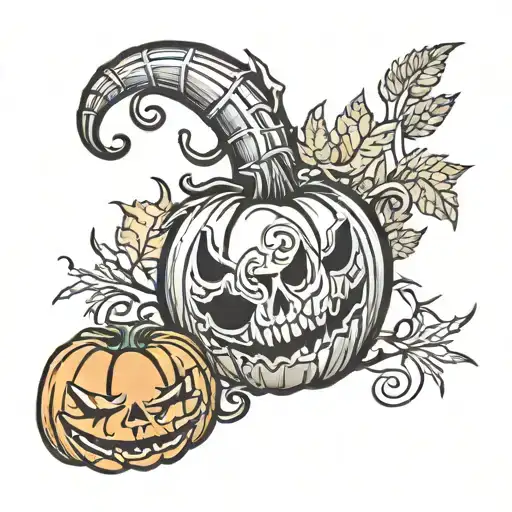 Simplee Tattoo With Scorpion And Holloween Pumpkin