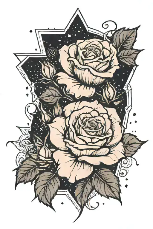 Space Scene With A Single Rose