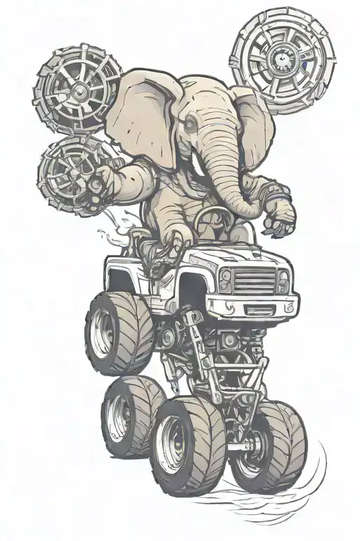 Elephant Driving Monster Truck Driving