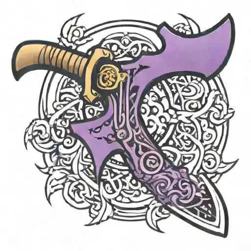 Black And Purple Scythe Blade Axe