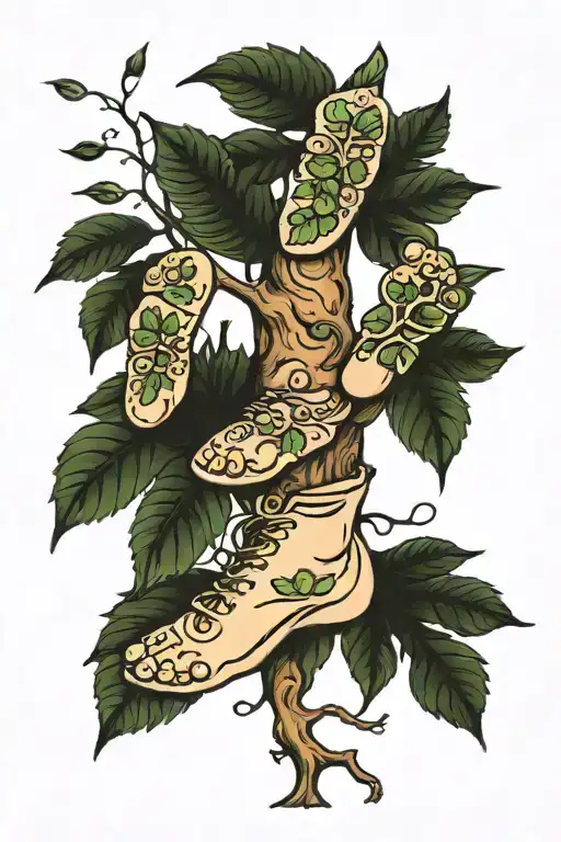 Three Baby Foot Prints Used As Leaves On A Tree