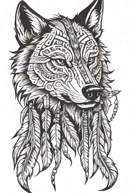 Wolf And American Indian