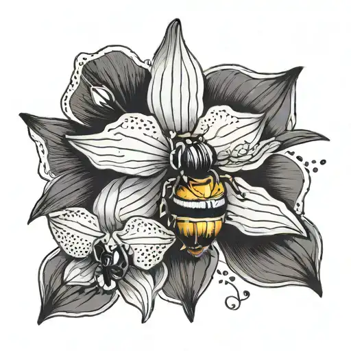 Orchid With Bee Sitting