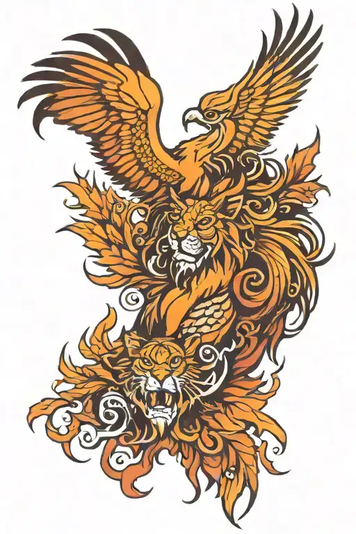 Phoenix And Lion Head