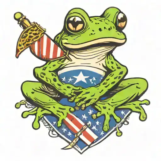 Frog With Us Navy Flag Draped Around It