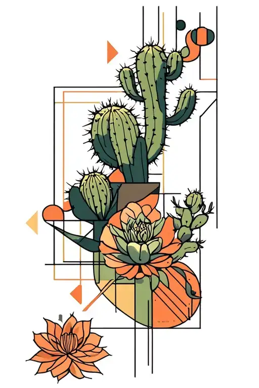 Geometric Design Incorporating Abstract Shapes And Cactus
