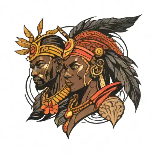 African Warrior And God Surrounded