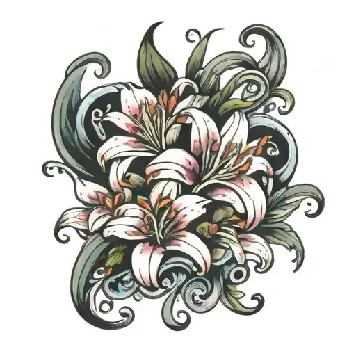 Lily Flowers Swirls