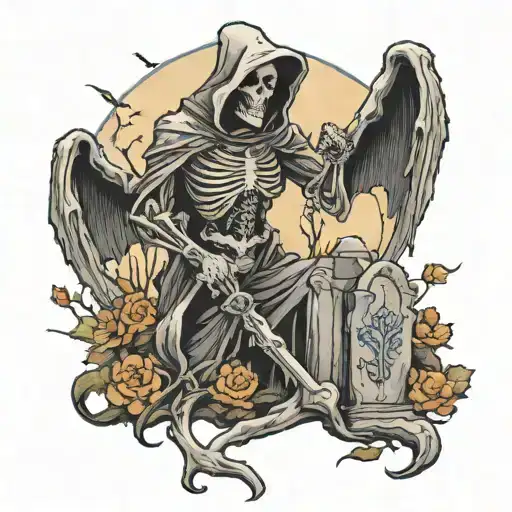 Reaper In A Cemetery Scene