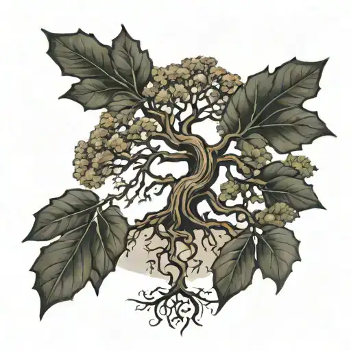 Oak Tree With The Branches Tht Have Dates On Them