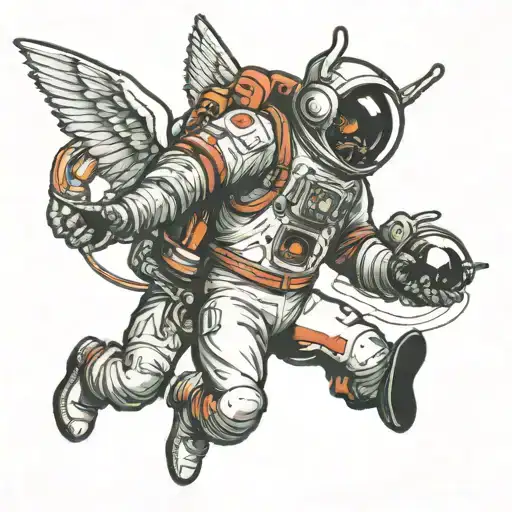 Watching The Astronaut Fight Between The Devil And The Angel