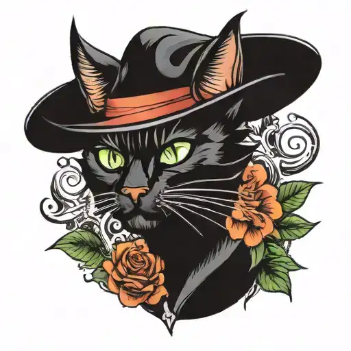 Black Cat Tattoo Design