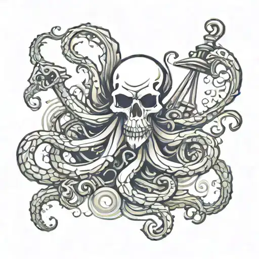 Kraken And Skeleton Pirate