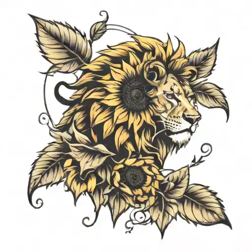 Sunflower And Lion