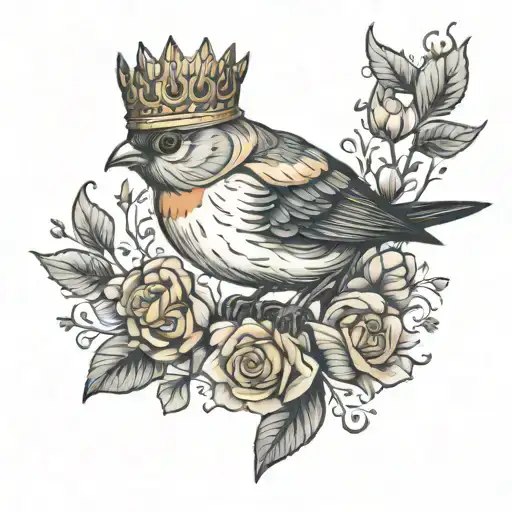 Girl Bird With Crown Looking