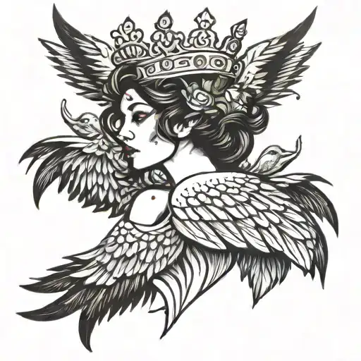 A Bird Woman With Wings In A Crown