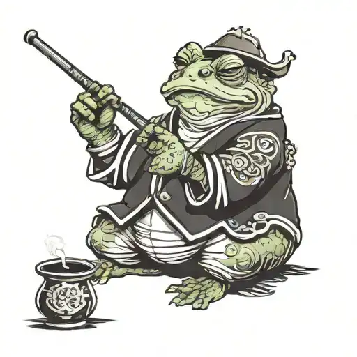 Samurai Toad Smoking A Pipe