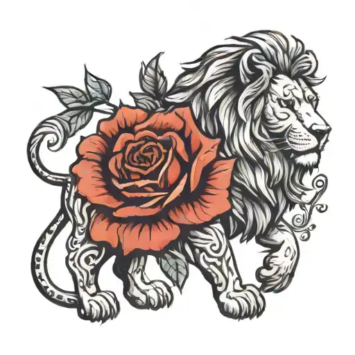 Lion Wearing Roses Growing