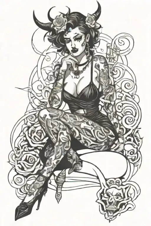 Evil And Sexy Girl Sitting