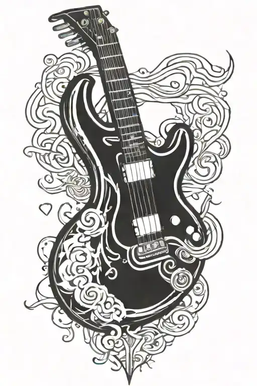 Electric Guitar Heartbeat Line