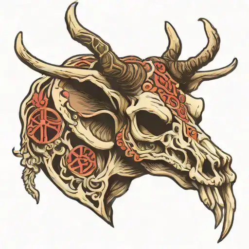 Kudu Skull W Bone Hand Peace Sign