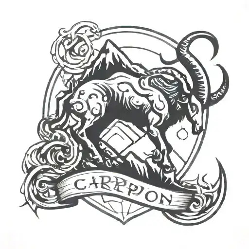 Capricorn Glyph With A Mountain Background