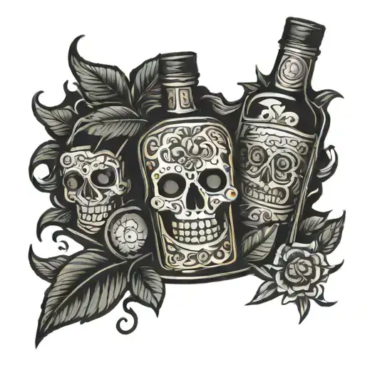 Dark Bottle Of Tequila