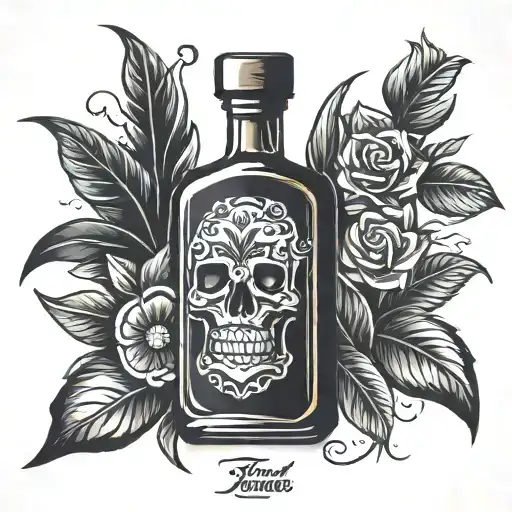 Dark Bottle Of Tequila