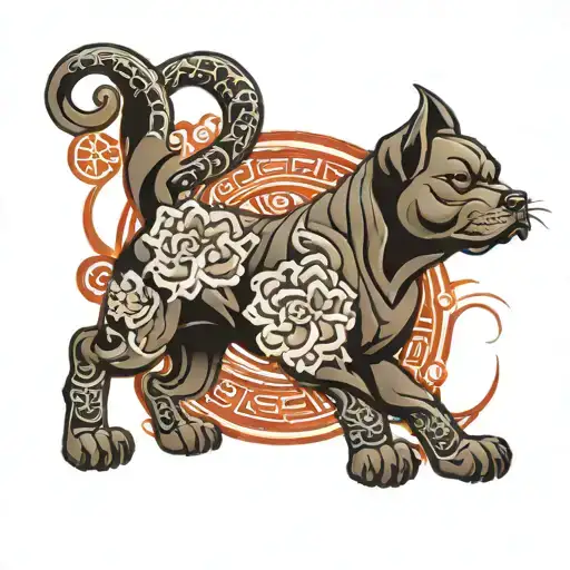 Blend Japanese Style Tattoo With Scorpio Zodiac Sign And A Dog And Taurus