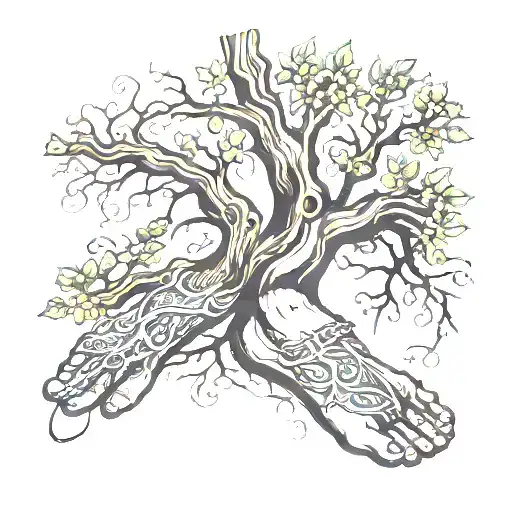 Newboard Foot Print With Tree Branches