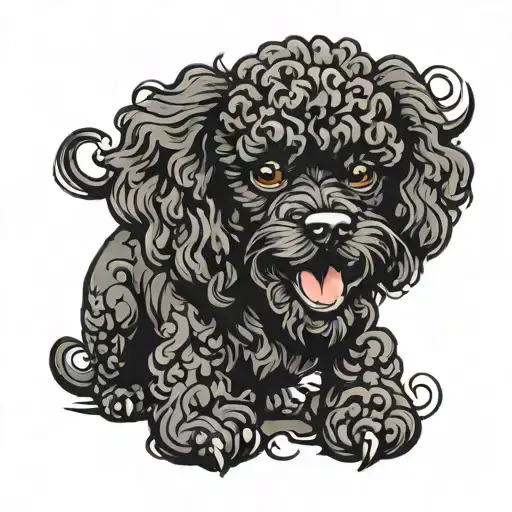 Snarling Black Poodle