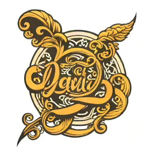 Cursive David With Inter Circle Rings