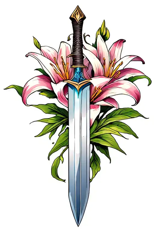 Sneak And Sword And Lily Flower