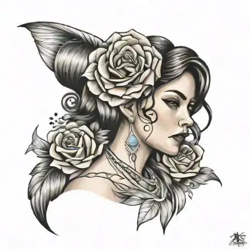 Chicano Women Portrait Tattoo Design