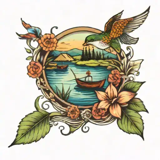 Pond With Small Boat Fishing