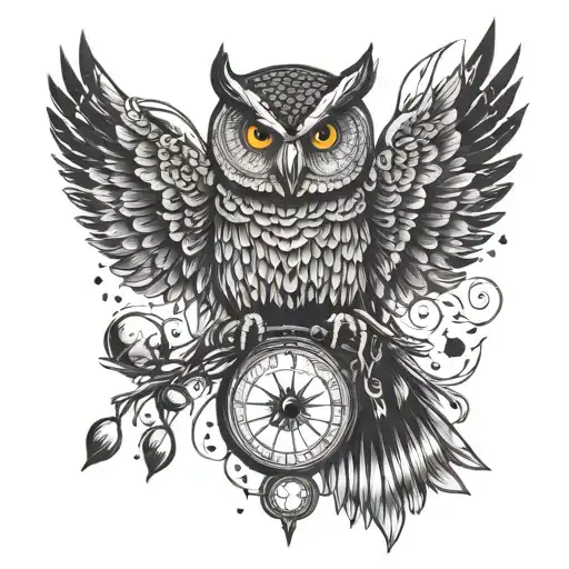Owl Holding A Moon Phase With Its Claws