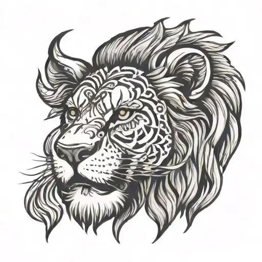 Face Of Lion Half Cross