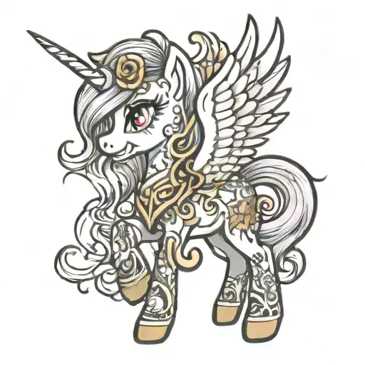 G1 My Little Pony In Traditional Tattoo Colouring And Style