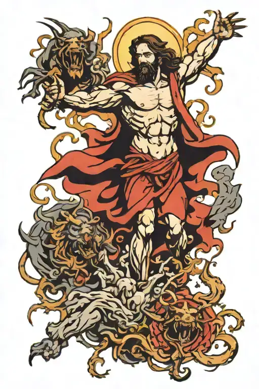 Jesus Fighting Demons