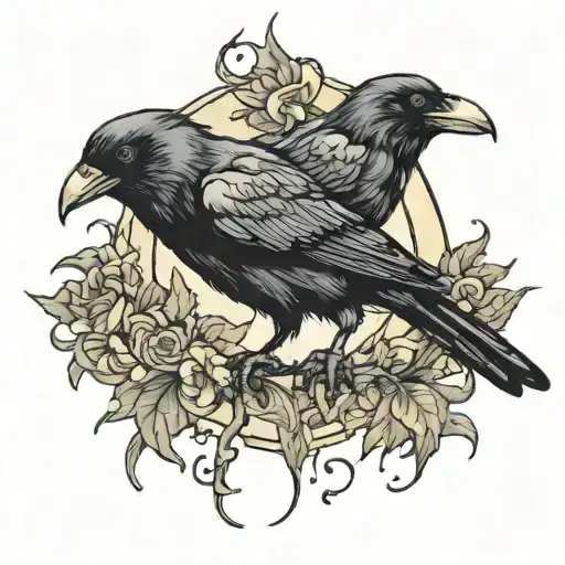 Creates A Tattoo Of A Crow Combined With Something Of Death